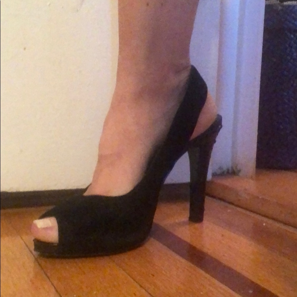 Black suede BCBG heel